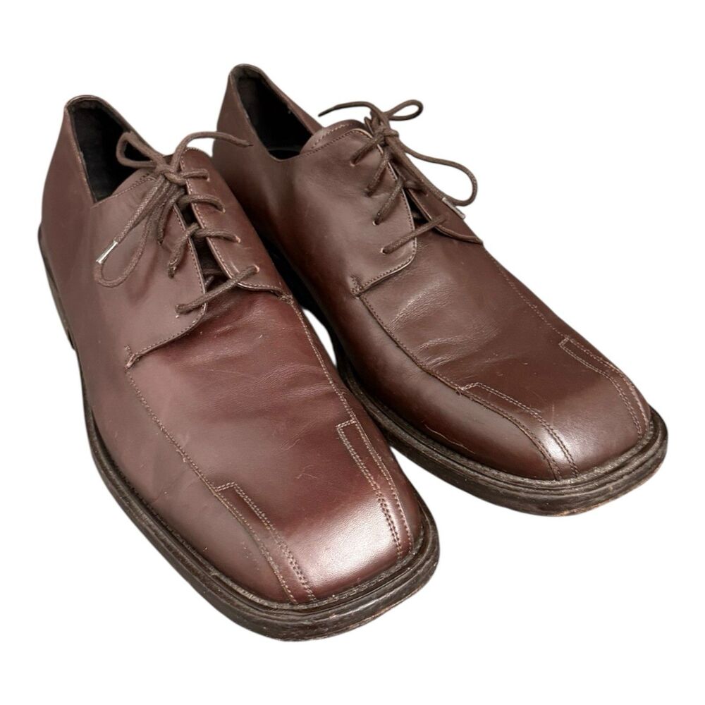 Bacco Bucci Lexington Men’s 11 D brown Leather Square Toe Shoes Classic Man